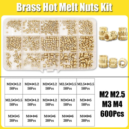 Hot Melt Brass Heat Insert Nut Iron Tip M2 M2.5 M3 M4 M5 M6 Embedded Heating Knurled Brass Inserts Nuts 3D Printer Case Notebook