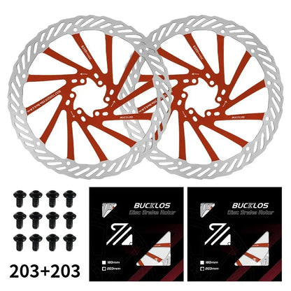 BUCKLOS Ultralight MTB Bike Hydraulic Disc Brake Rotor 160/180/203mm Mountain Road Racing Bicycle Brake Disc with 6 Free Bolts