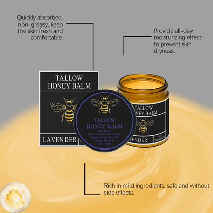 Beef Tallow Honey Moisturizer Grass Fed Whipped Tallow Face Cream Body Lotion Non Greasy Nourishing Fast Absorption Skin Care