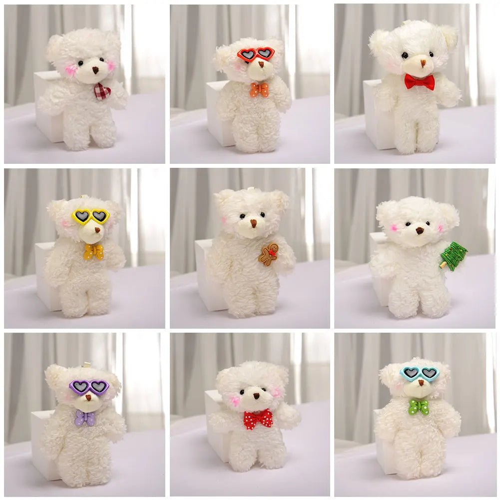 12cm Cute Bear Plush Keyring Pendant Soft Stuffed Plush Keychain Toy Backpack Pendant Birthday Gifts for Children
