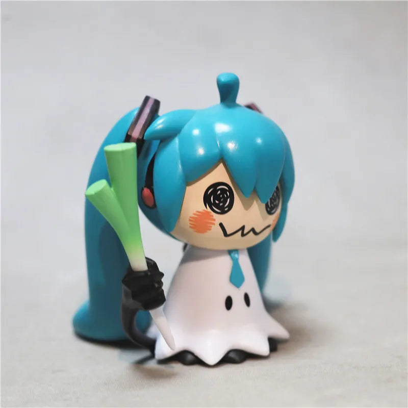 In Stock Anime Hatsune Miku Q Pikachu Model Figure Green Onion Pvc Action Figures Collection Model Classic Toys Kids
