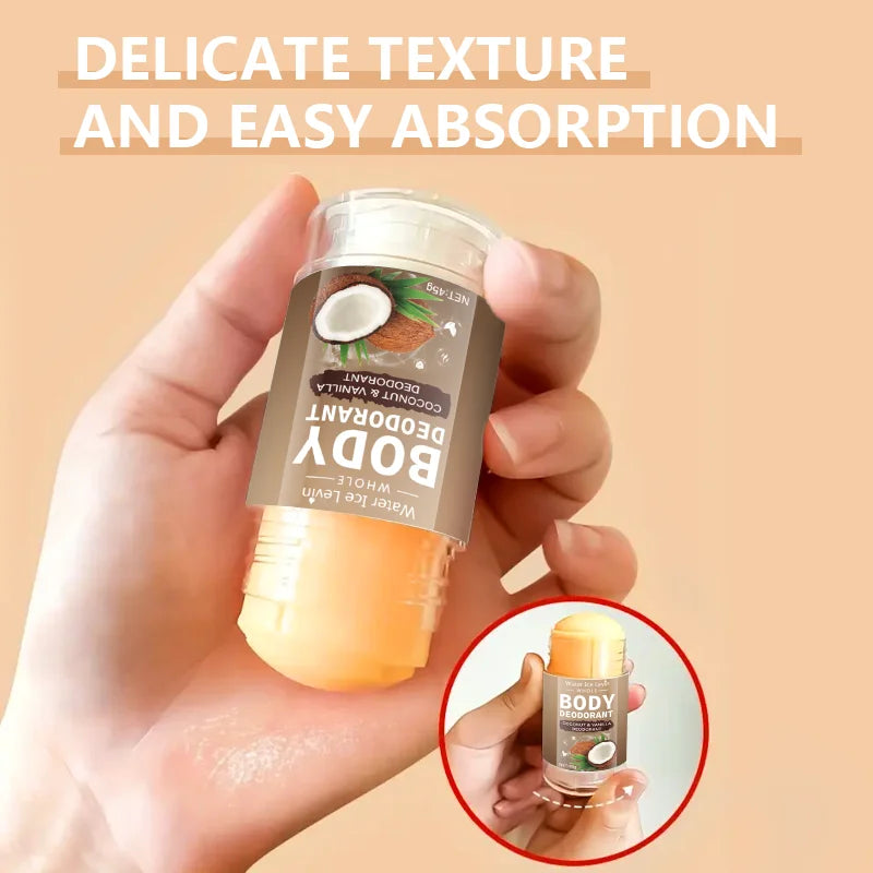 Coconut Body Deodorant Stick, Suitable for Both Men and Women, Moisturizing and Non-Frictional, Suitable for the Whole Body and Intimate Areas, a Travel Essential, for Daily Use | Natural Deodorant