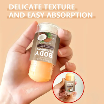 Coconut Body Deodorant Stick, Suitable for Both Men and Women, Moisturizing and Non-Frictional, Suitable for the Whole Body and Intimate Areas, a Travel Essential, for Daily Use | Natural Deodorant