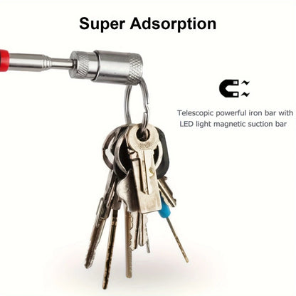 1pc Portable Magnetic Pick Up Tool Extendable Telescopic LED Torch Magnet Rod For Repairing Shop