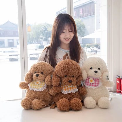 Kawaii 35/45CM Creative White Brown Dog Soft Plush Backpack School Bag Sofa Girls Kids Birthday Christmas Presents Home Decor