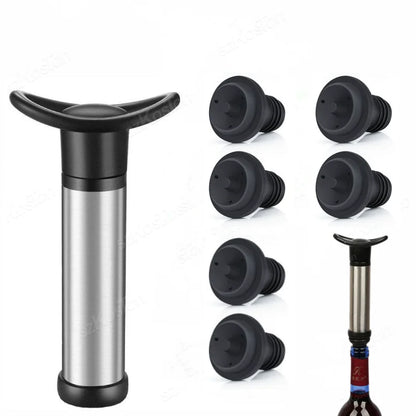 Vacuum Wine Saver Set Pump Preserver with Vacuum Wine Rubber Black Bottle Stoppers for White / Beer Wine Sealing Keep Wine Fresh