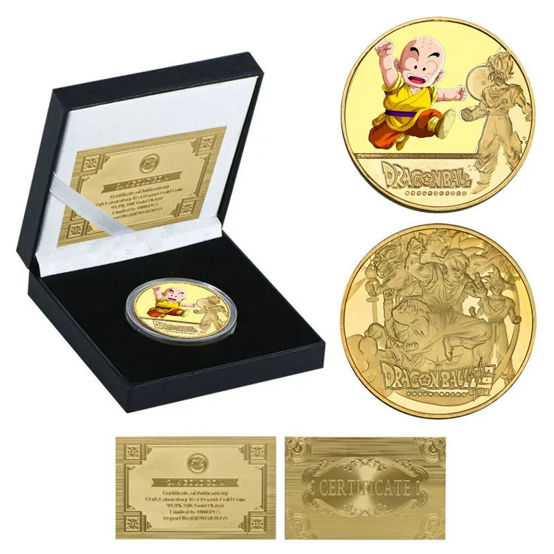 Dragon Ball Gold Plated Gold Coin Son Goku Vegeta Commemorative Coins Children Classic Anime Peripherals Collection Toy Souvenir