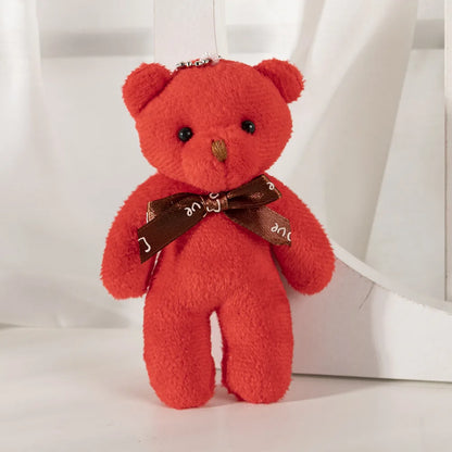 6/12pcs Mini Bear Plush Keychain Colorful Bear Stuffed Toy School Bag Pendant Teddy Doll Graduation Party Supplies Wedding Gift