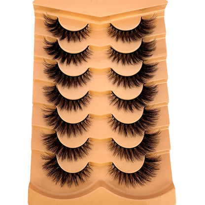New 7 pairs of thick, 3D simulation mink fur fake eyelashesshort, dramatic fake eyelashes  wholesale full line fake eyelash make
