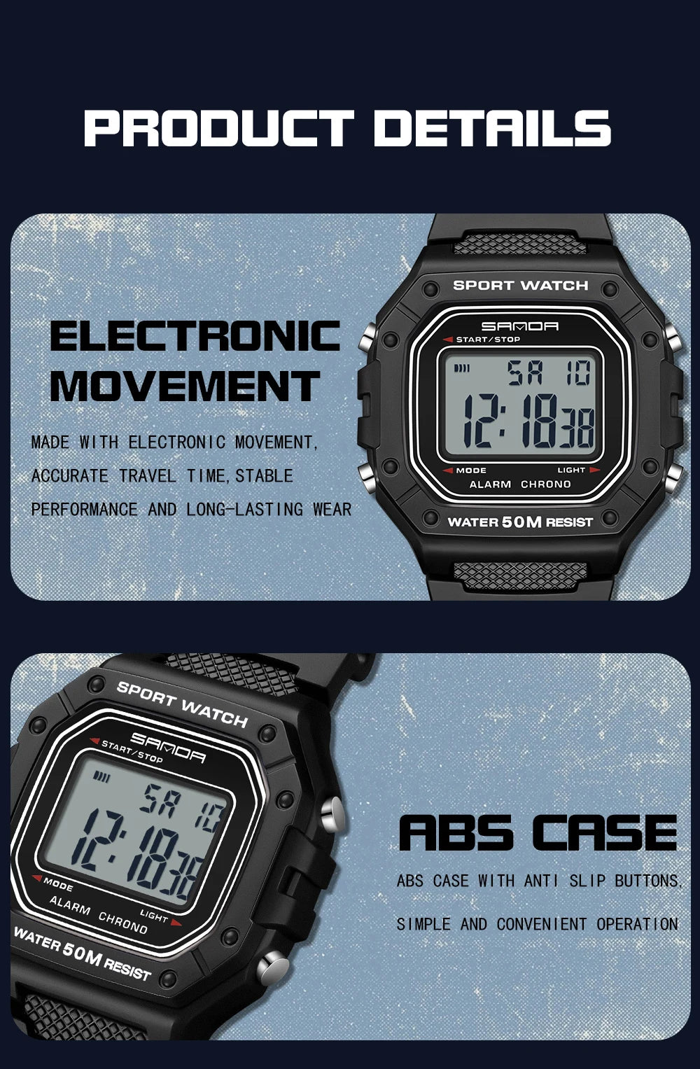 SANDA 2156 Fashion Mens Watch Military Water Resistant Sport Watches Army Big Dial Led Digital Wristwatches Stopwatches For Male