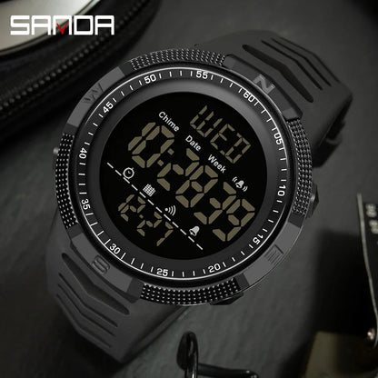 SANDA 6014 Military Sport Watch for Men Clock Digital Wristwatches Shockproof Countdown Waterproof Bracelet Relojes Para Hombre