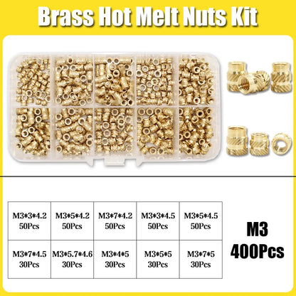 Hot Melt Brass Heat Insert Nut Iron Tip M2 M2.5 M3 M4 M5 M6 Embedded Heating Knurled Brass Inserts Nuts 3D Printer Case Notebook
