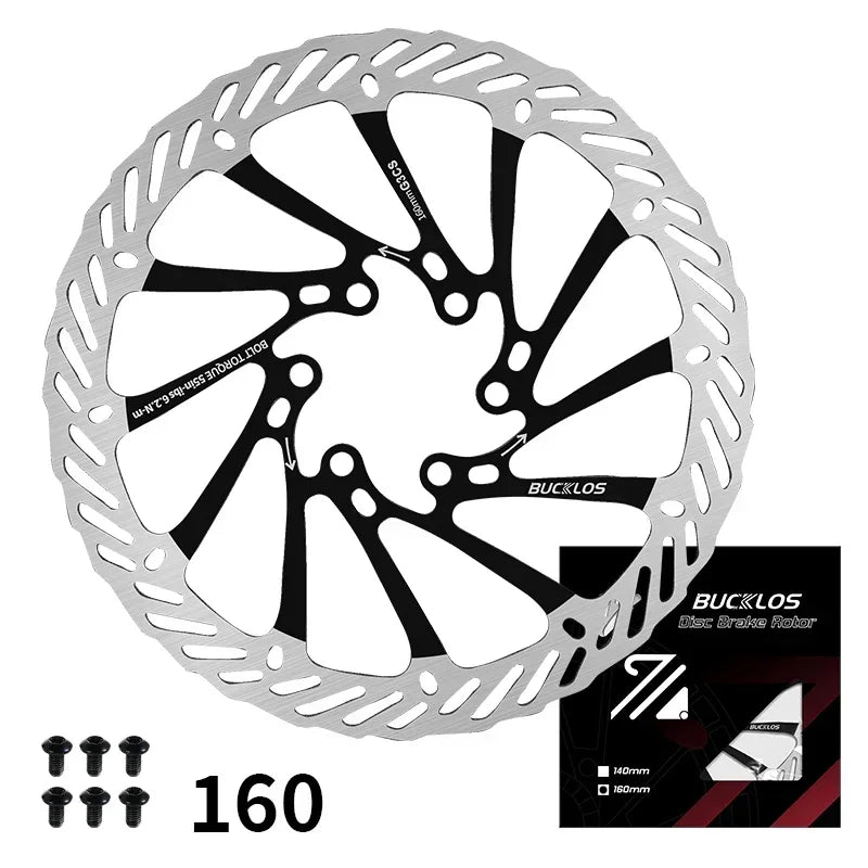 BUCKLOS Ultralight MTB Bike Hydraulic Disc Brake Rotor 160/180/203mm Mountain Road Racing Bicycle Brake Disc with 6 Free Bolts