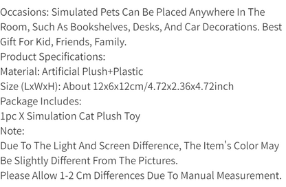 Cute Simulation Cat Plush Toys Hard Stuffed Kitten Model Fake Cat Realist Animals For Kids Girls Birthday Valentine's Day Gift