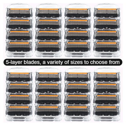 4/12/24 Pcs 5-layer Men's Razor Fusion Pro Power Shaving Shaver Male Face Beard Hair Trimmer 5 Layer Blades Replacement Refills
