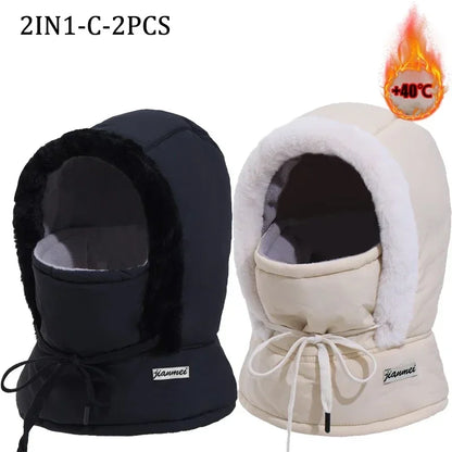 Cold Weather Thermal Balaclava Scarf Winter Windproof Hood Hat Plush Neck Warmer Ski Face Mask for Outdoor Activities