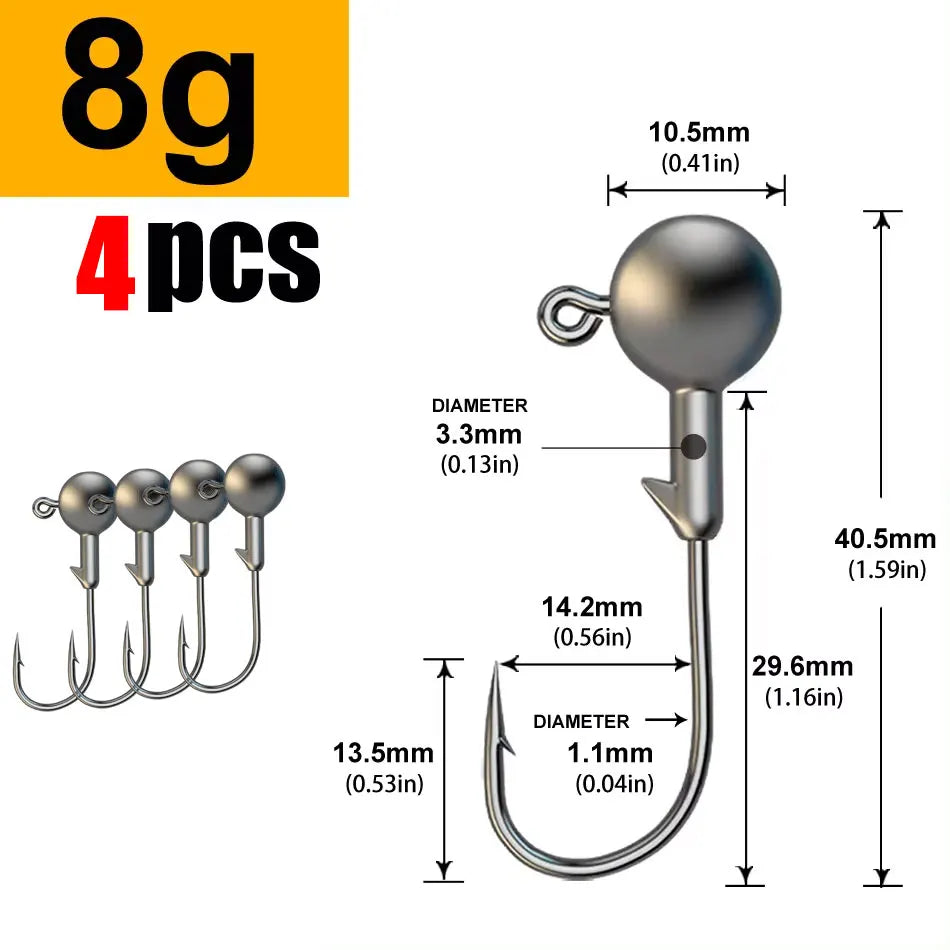 WODJYJ 1g 2g 3g 4g 5g 7g 8g 10g 14g 20g 28g jig head hook for fishing tackle ,rig soft worm hook crank lure bait hook