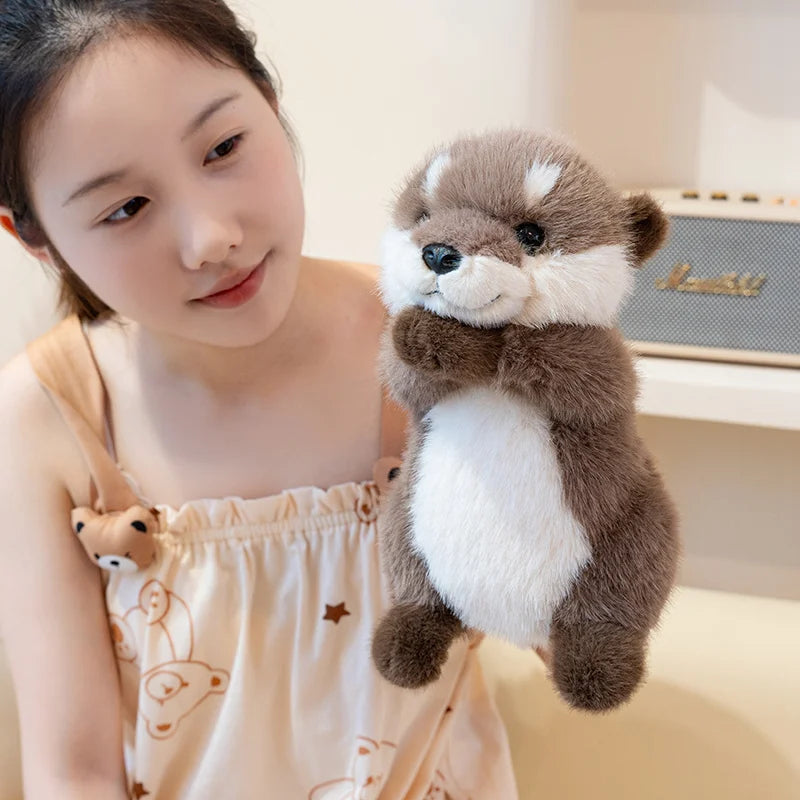 Hugging Otter Plush Toys Fluffy Cozy Magnetic Animal Doll Cute Well-behaved Baby Otter Doll Funny Children Toys Nice Gift