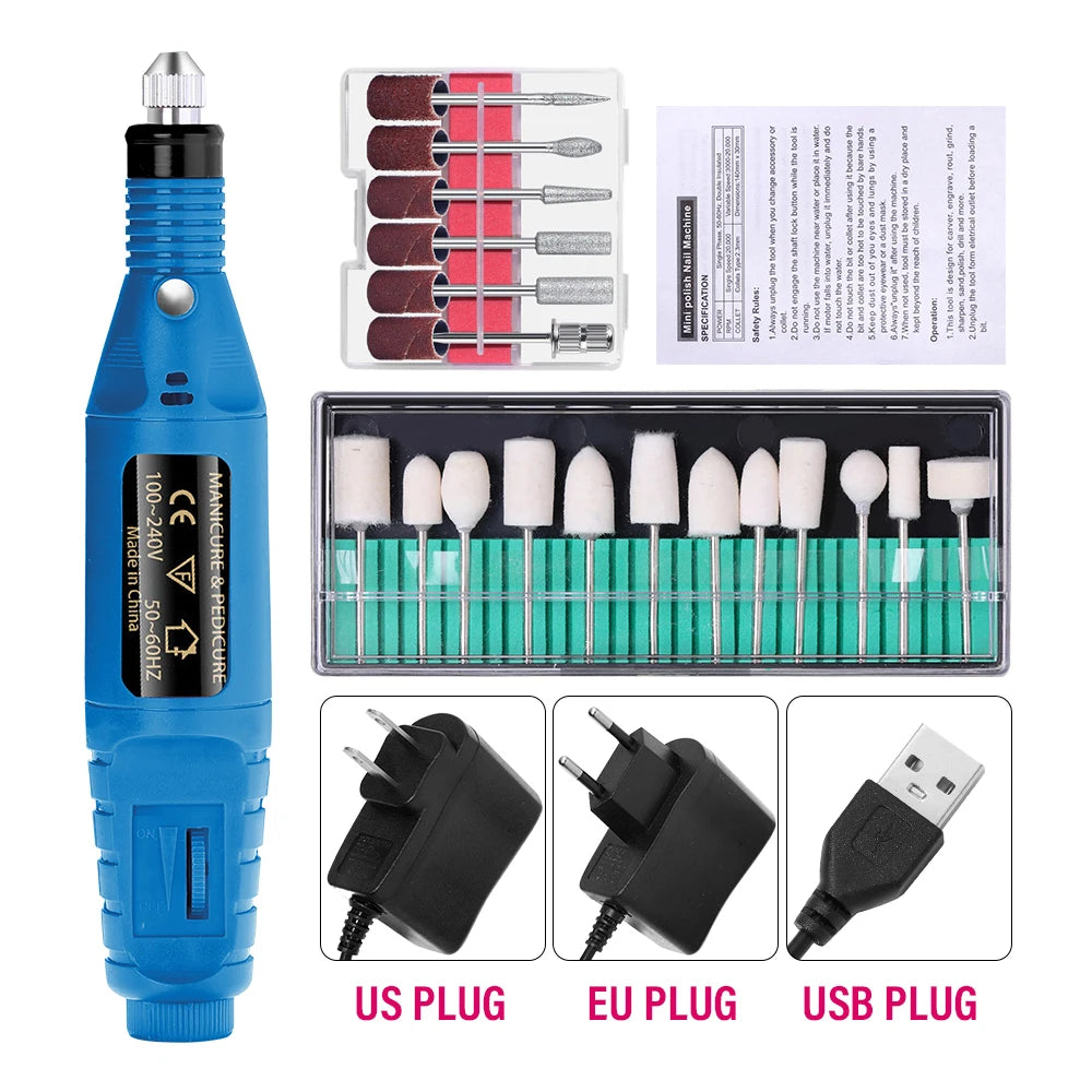 LULAA Portable Professional Electric Nail Drill Machine Manicure Tools Pedicure Drill Set Family Nail File Nail Drill Equipment
