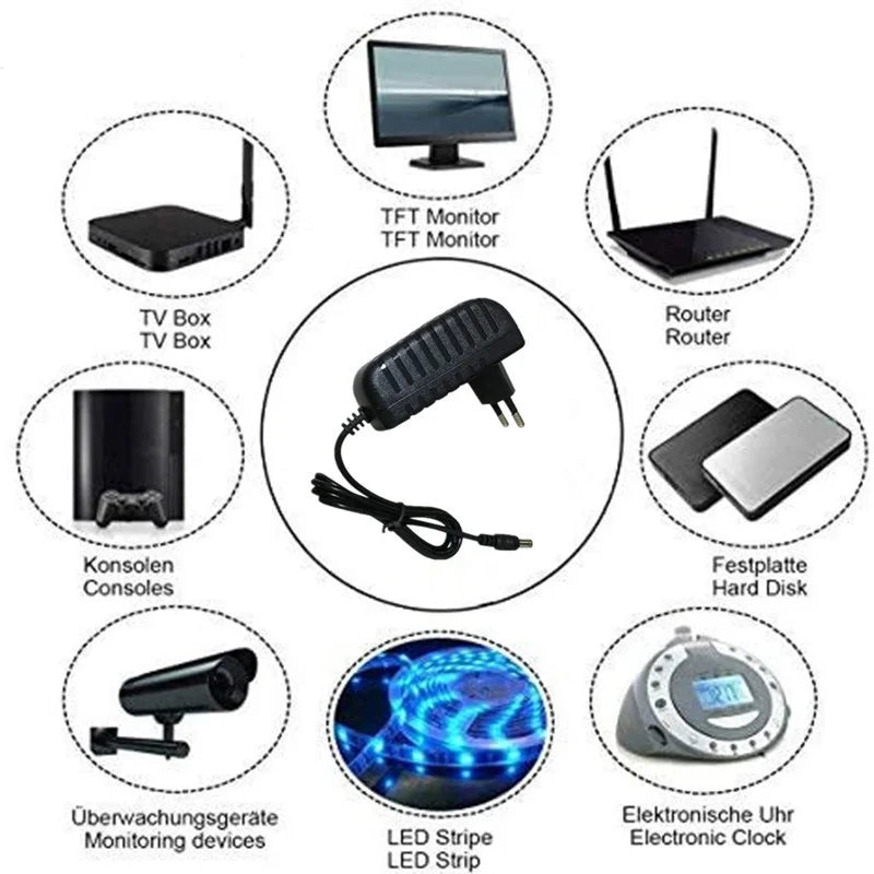AC 110-240V DC 12V 1A 2A 3A 5A 6A 8A Universal Power Adapter Supply Charger adaptor Eu Us for LED Light Strips CCTV