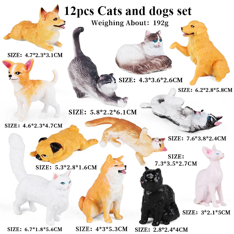 Oenux Montessori Toy Wild Farm Dinosaur Ocean Cat Animals Model Action Figure Zoo Figurines Cute Miniature Education Kid Gift