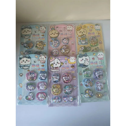 Cute Chiikawa Hachiware Usagi 3D Water Shake Stickers Fun DIY Decorative Stickers for Notebooks Laptops and Phone Cases