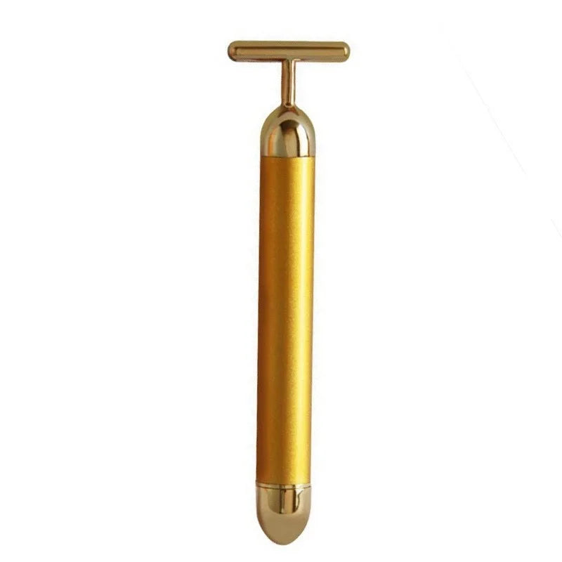 Gold Vibration Facial Slimming Face Beauty Bar Wrinkle Stick Beauty Bar Pulse Firming Facial Roller Massager Wrinkle Stick