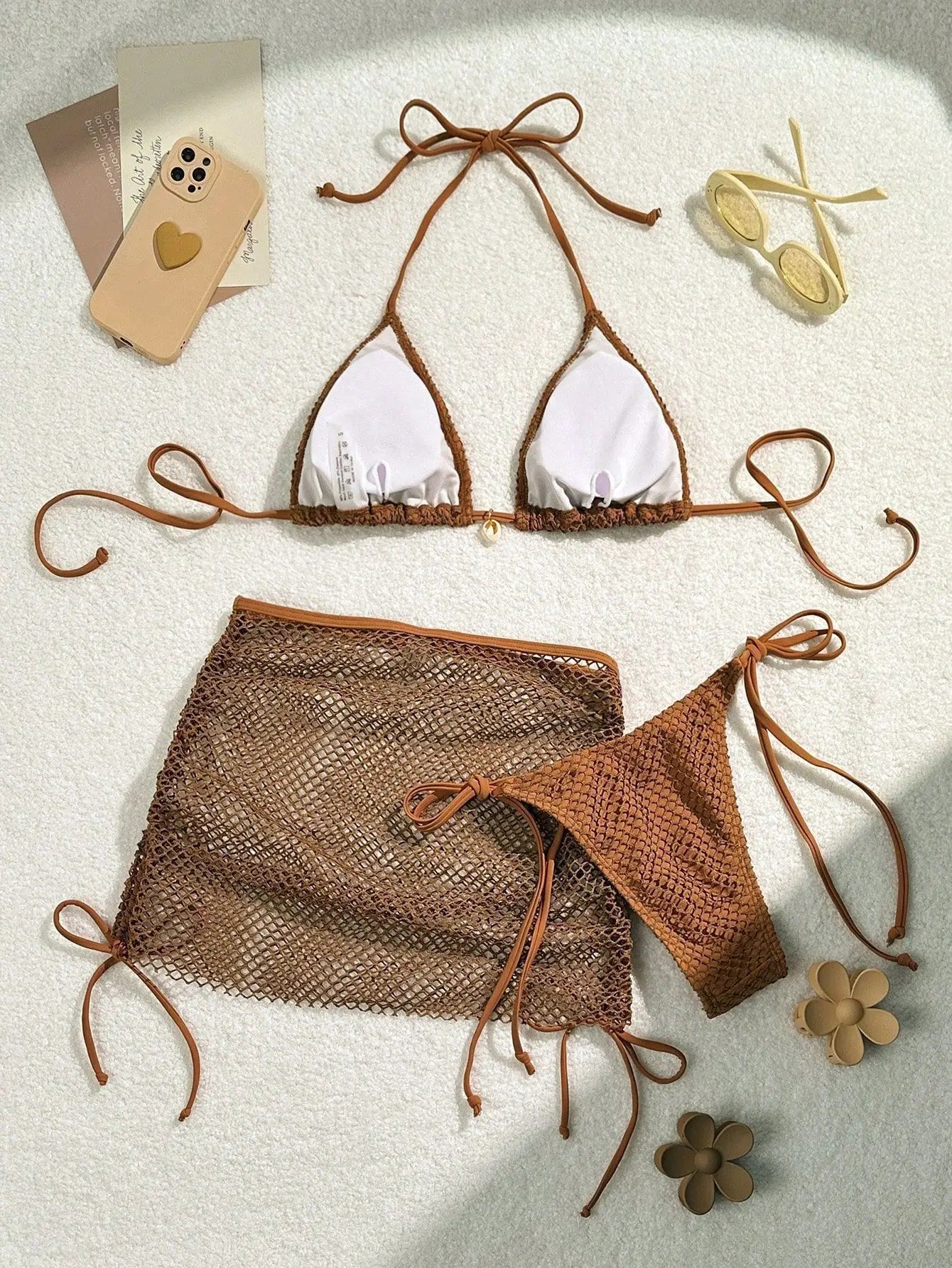New Sexy Net Bikinis Female Swimsuits Women Three-Piece Swimwear Beach Swim Wear Bathing Suits Brazilian Bikini Set Pool Bather