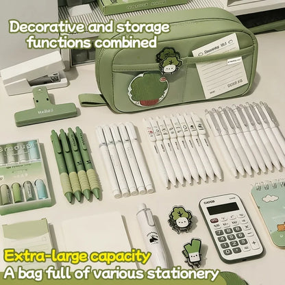 Large-capacity Volcano Pencil Case, 3-layer Compartment Storage, High-aesthetic Pencil and Stationery Organizer for Boys and Gir