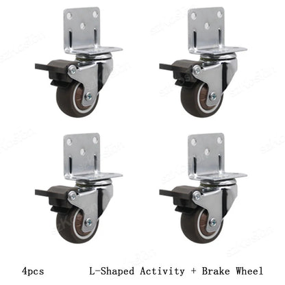 4Pcs L-shaped Furniture Caster 1-2 inch Universal Soft Rubber Wheel For Platform Trolley Chair Accessory Swivel Caster Household