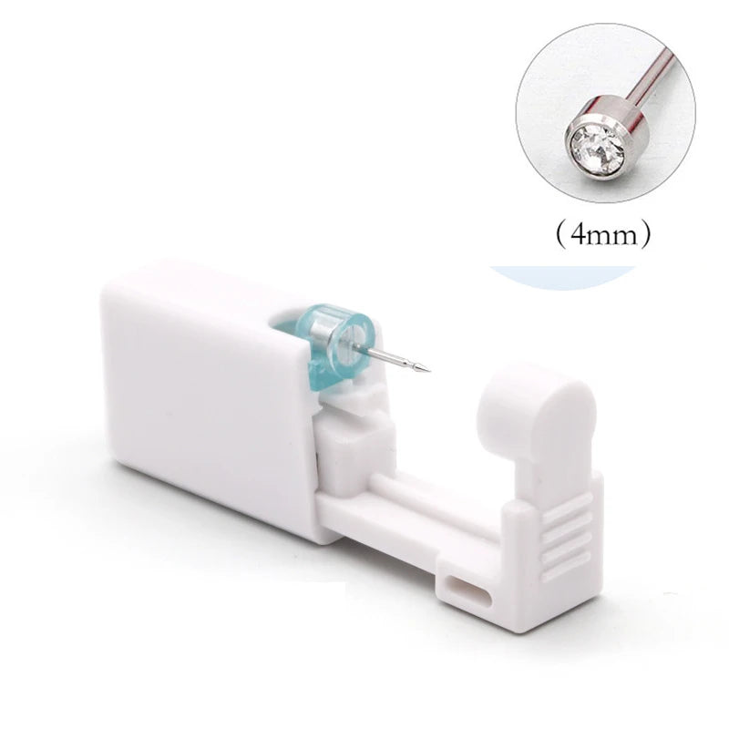 Ear Piercing Tool, Disposable Ear Piercing Gun with Preloaded Ear Stud,Self Ear Piercing Gun Kit with 4mm Zirconia Earrings Stud