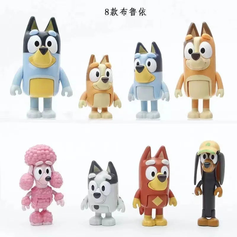 Bluey Family And Friends Action Figures 8 Pack Poseable Collectible Toys Pretend Play Dolls Birthday Gift For Children