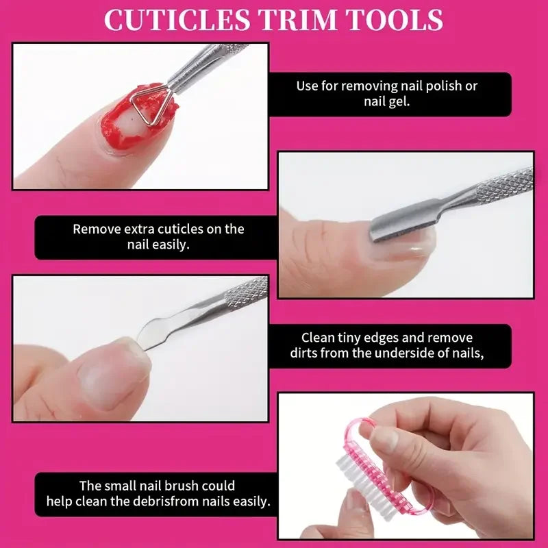 10/16Pcs Nail Soak Off Clip Cap UV Gel Polish Remover Wrap Tool Set With Cotton Pads File Pusher Brush Manicure Removal Kit