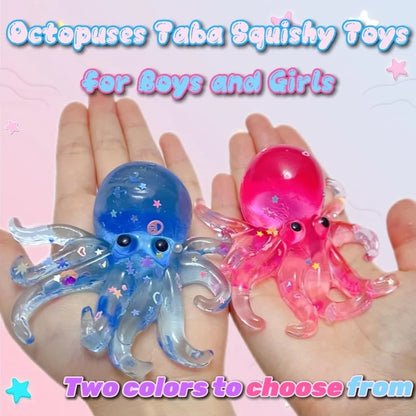 Glitter Octopus Taba Squishy Sugar Stress Ball for Kids Cute Animals Squeeze Fidget Toy Squishy Ocean Sensory Decompression Gift