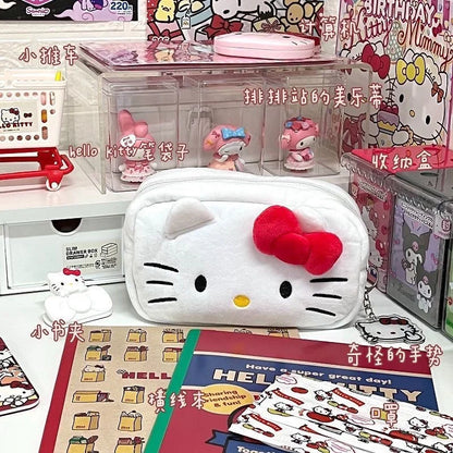 Kitty Pochacco Cute Plush Japanese Ins Style Pencil High-capacity Case Pencil Case Student Stationery KT Cat Cartoon Gift