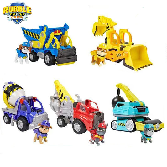 100% Genuine Paw Patrol Rubble & Crew Toy Wheeler Mix Charger Action Figure Doll with Collectible Figures Kids Toy Birthday Gift