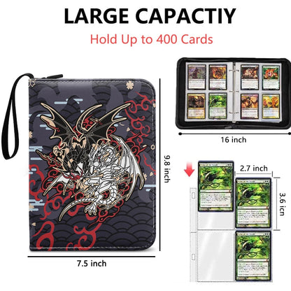 400PCS Card Album Binder Sleeves with Zipper PTCG Yugioh TCG 4-Pocket Trading Card Collection Card Holder Toys Gift