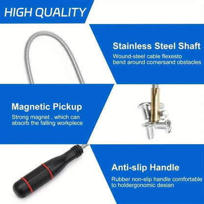 Flexible Magnetic Pickup Tool with Strong Suction Rod - Bendable for Auto Repair/Sink Drain & Multi-Purpose Use