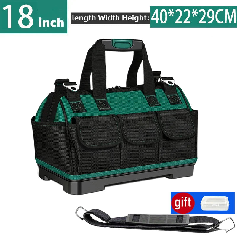 Upgrade 23inch Heighten large capacity Tool Bag Thickened 1680D Oxford Waterproofed Wear-Resistant Electrician Storage Toolkit