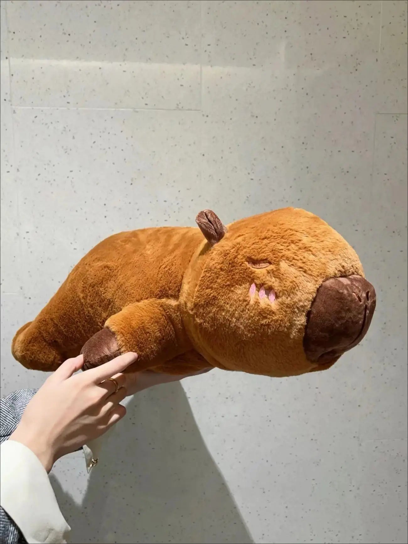 Kawaii Capybara Long Sleep Pillow Stuffed Capibara Plushie Cute Fluffy Doll Soft Sofa Cushion Nap Sleeping Toys for Home Bed