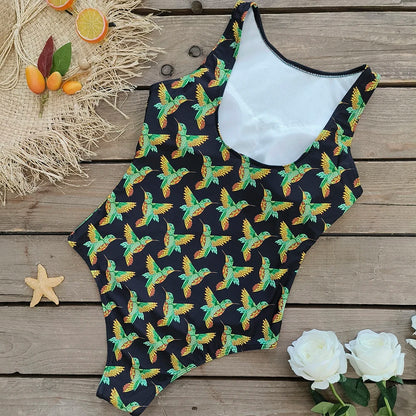 2026 New Printed One-piece Swimsuit Classic Printed Lace Up Swimsuit Women's Push Up Flower One-piece Suit Beach Wear For Female