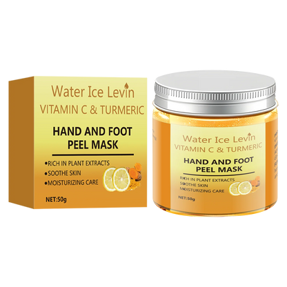 50g Turmeric Vitamin C Hand and Foot Mask, Plant-Based Care, Moisturizing and Nourishing, Apply and Wash Off Immediately, Smooths and Repairs, Lightens Skin, Nourishes, and Freshens Skin in One Step