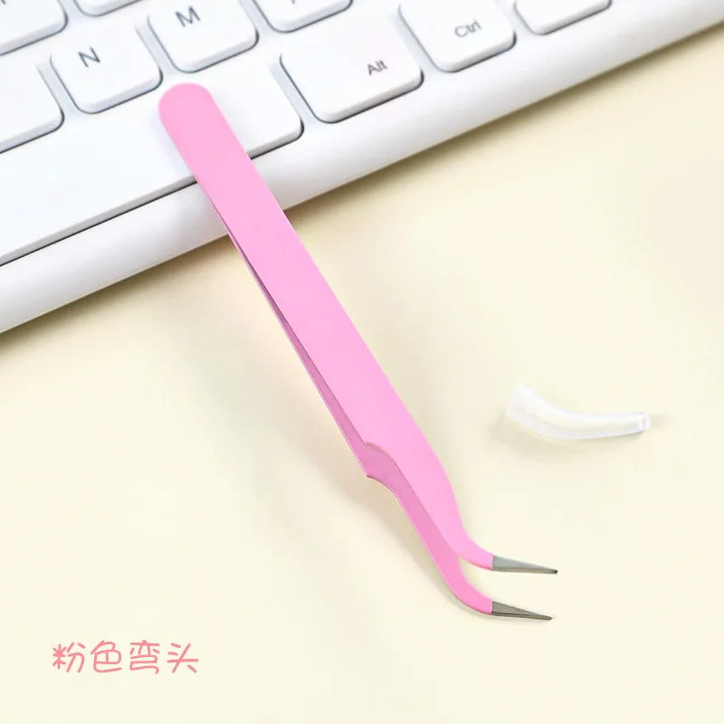 1 pair of tweezers set, single elbow tweezers, hand account stickers, picking tool, multifunctional color clip