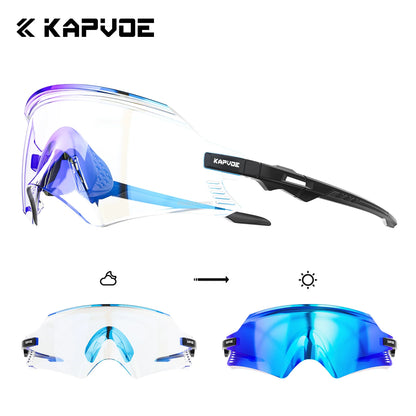 KAPVOE Photochromic Cycling Sunglasses Men Road Driving Bike Glasses Outdoor Sports Hiking Women Bicycle Cycling UV400 Goggles