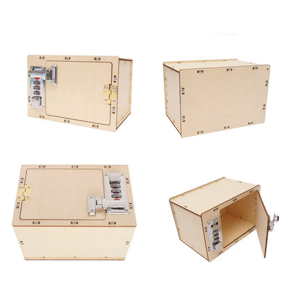DIY Wooden Password Box for Kids Assembling Manual Machine Code Box Mechanical Lockbox Science Experimental Money Financial Toys