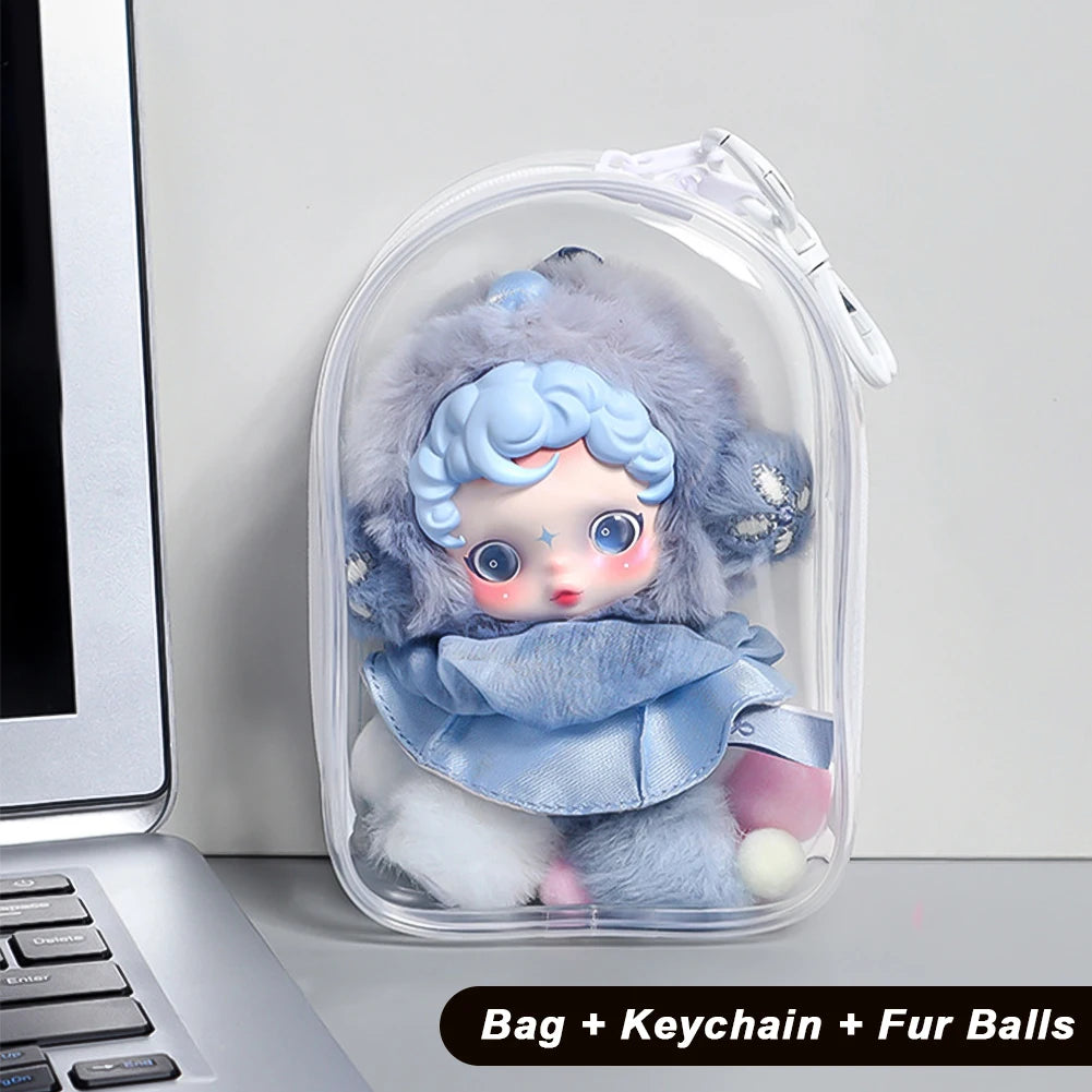 Labubu/SP Protect Case Labubu Sitting Party 15/17cm Cotton Doll Shoulder Pain Bag PVC Storage Bag Labubu Walk Bag Dustproof