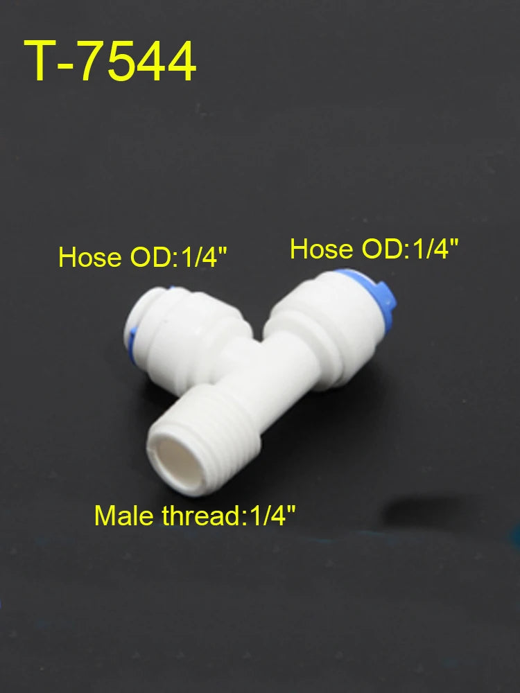 Reverse Osmosis Quick Coupling 1/4" 3/8" OD Hose Connection Tee Y Connector 2 Way Straight RO Water Plastic Pipe Fitting
