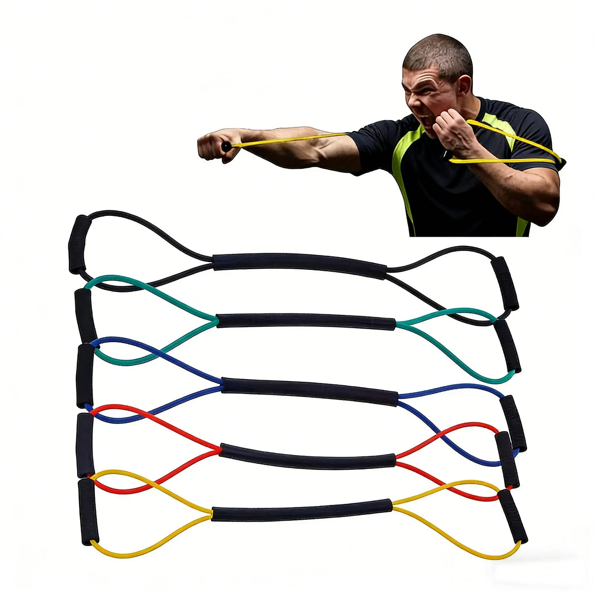 1 PC Boxing Training Rope, Boxing Speed Sanda Thai Air Strike Elastic Belt Resistance Rope, Training Out of Boxing Kick Boxing E