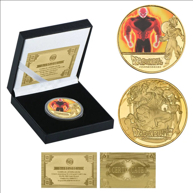 Dragon Ball Gold Plated Gold Coin Son Goku Vegeta Commemorative Coins Children Classic Anime Peripherals Collection Toy Souvenir