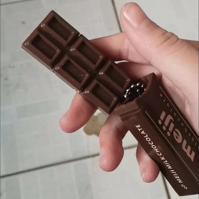 Hot Simulated Meiji Chocolate Fidget Toy Bendy Snap-And-Play Stress Relief JP Style Keychain Pendant Funny Gift Creative Gadgets